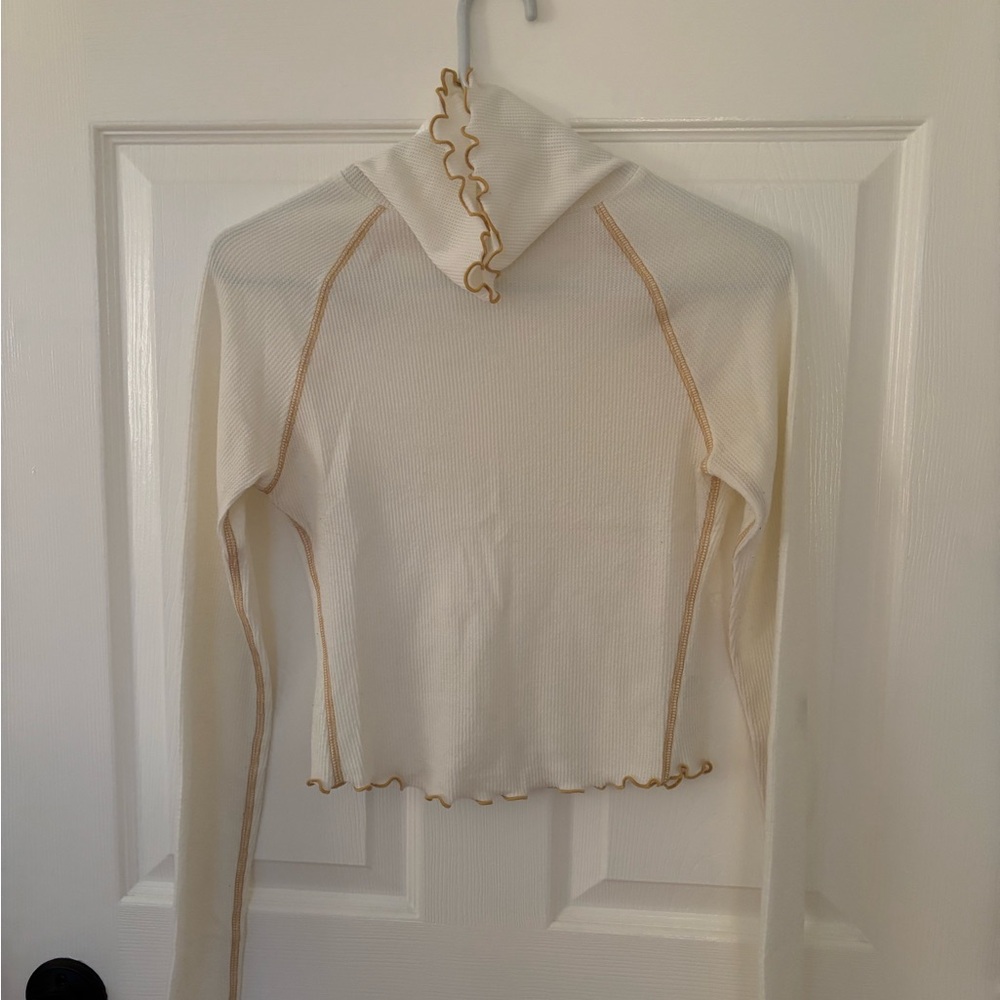 Urban Outfitters Cream and Yellow Turtleneck Knit Top